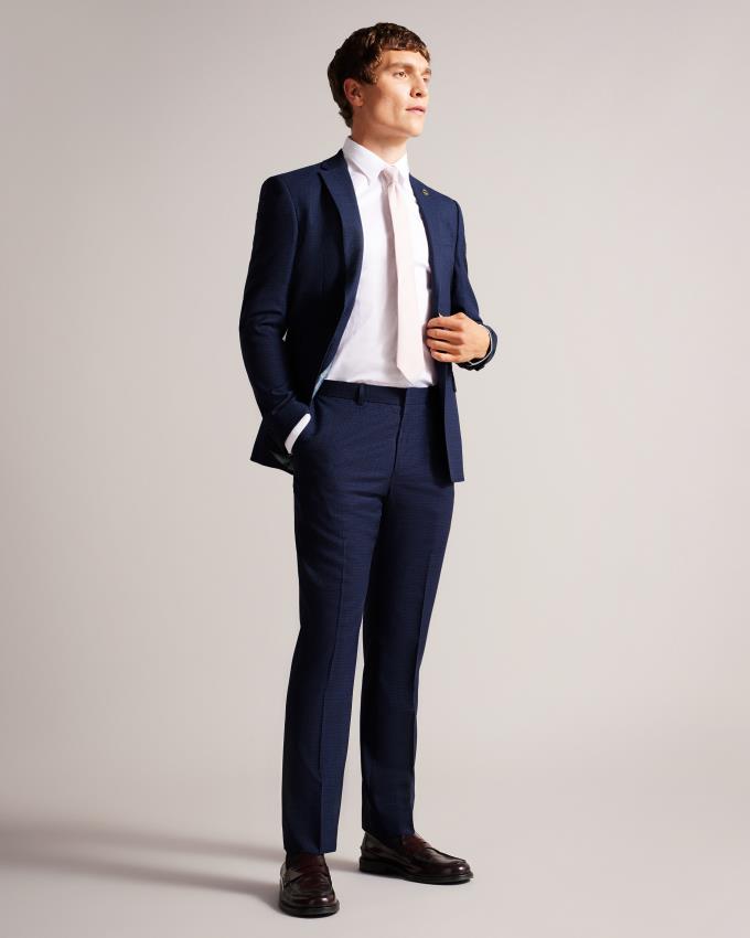 Pantalon Ted Baker Slim Fit Blue Textured Suit Bleu Homme | OQT-12390701